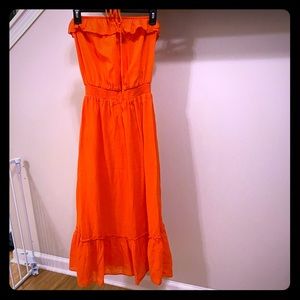 Women’s strapless summer dress. Cotton.